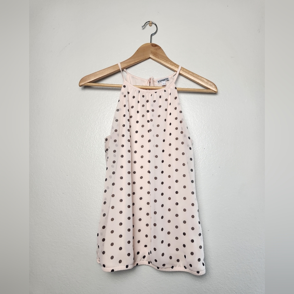 Express Pink Polka Dots Blouse - Picture 1 of 5